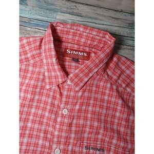 Simms Fishing Products Men's XL Short Sleeve Button-Down Fishing Shirt Plaid